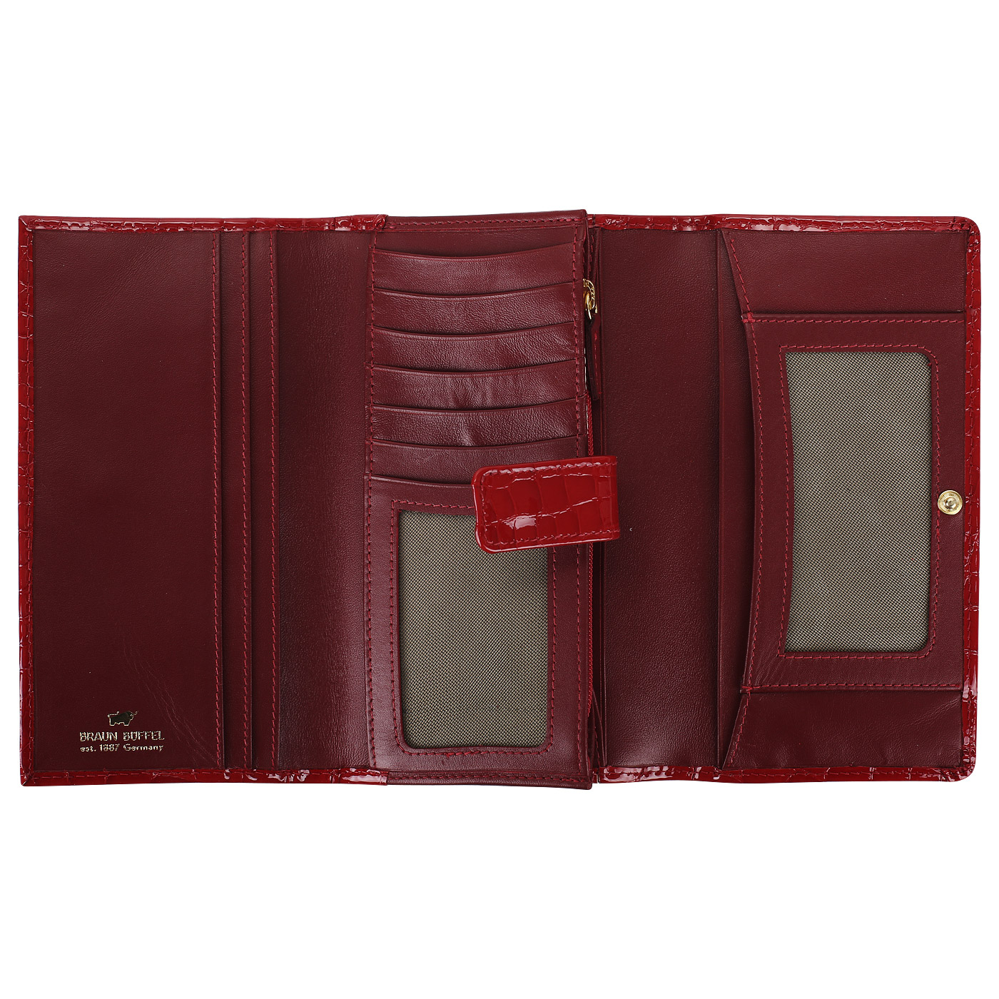 Красный кошелек на кнопке Braun Buffel Glanzcroko