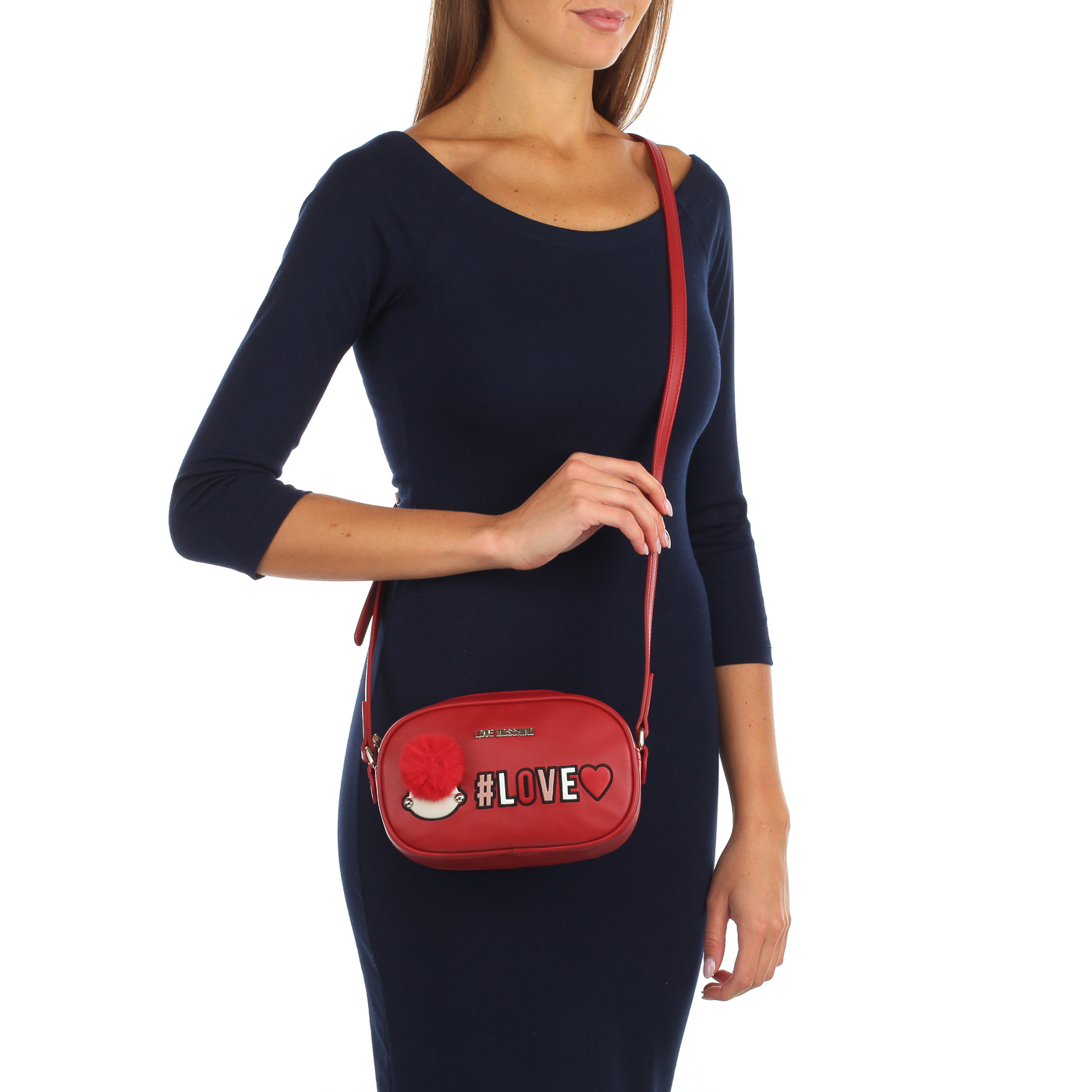 Красная сумочка Love Moschino Girly Pom Pom