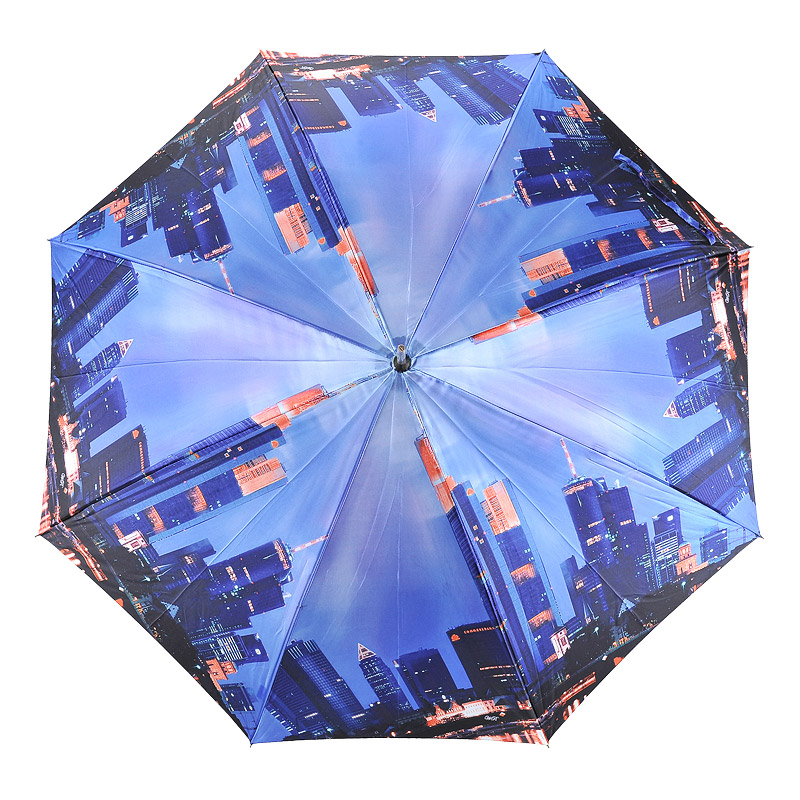 Женский зонт - трость с городским принтом Raindrops 
