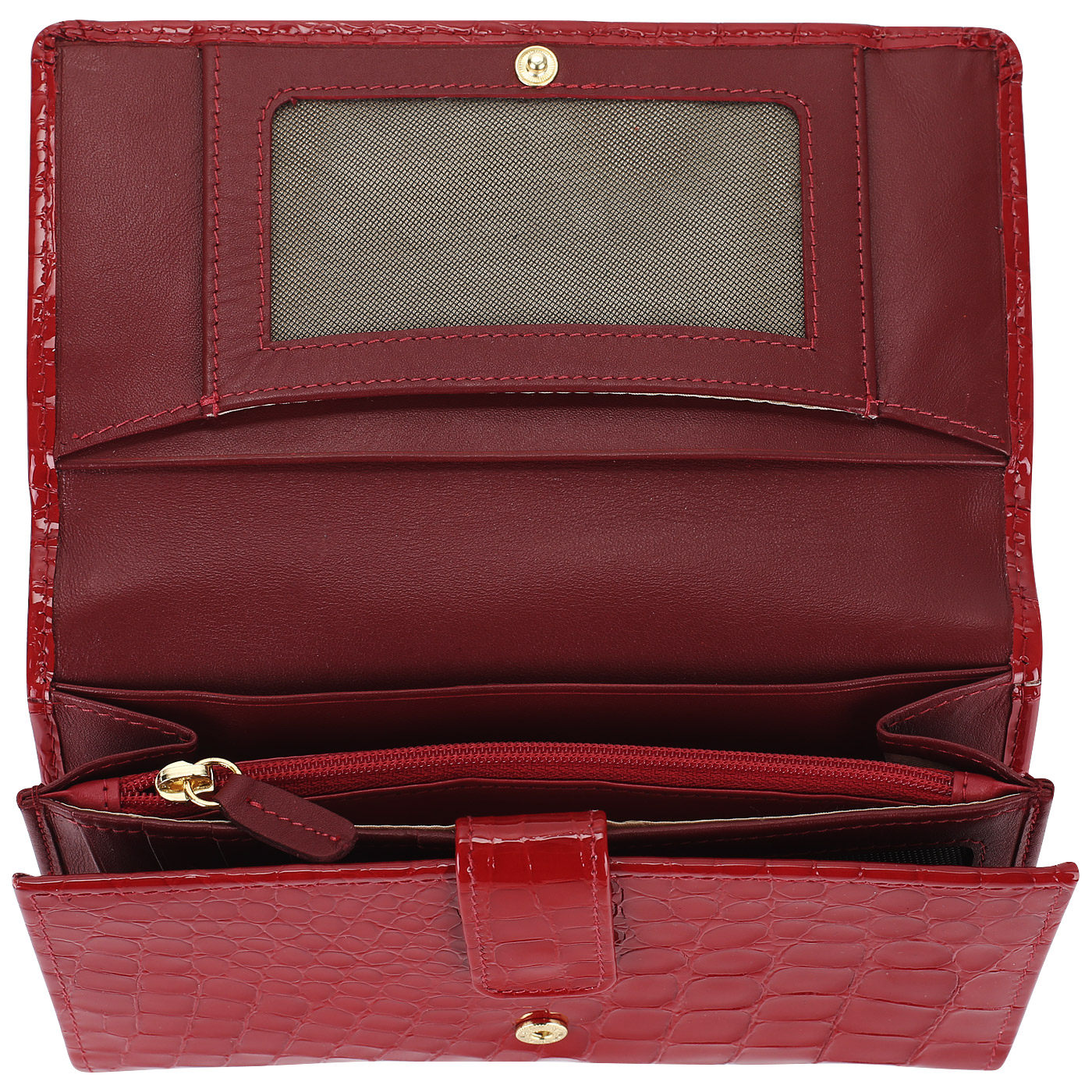 Красный кошелек на кнопке Braun Buffel Glanzcroko